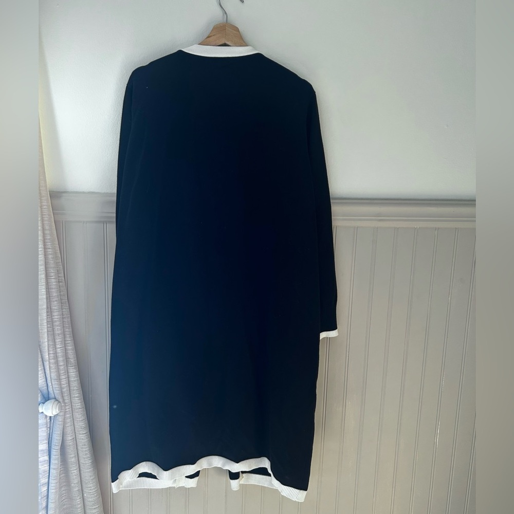 Vila Milano XXL Black & White Minimalist Long Open Front Cardigan with Pockets - Picture 4 of 4